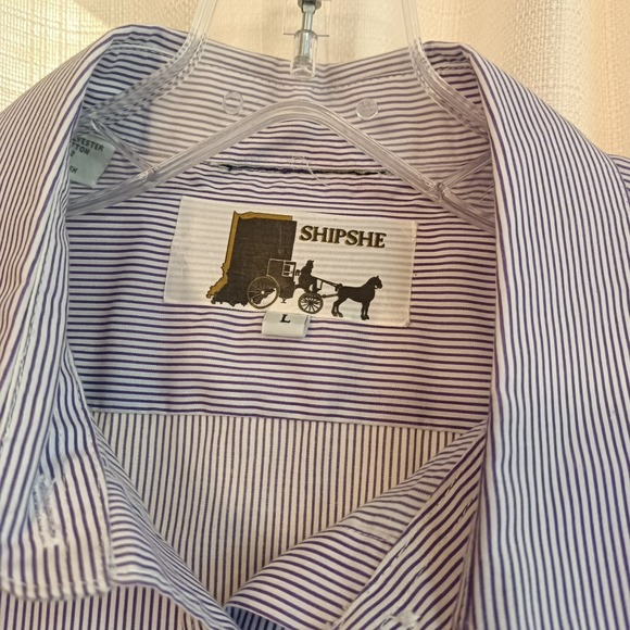 ShipShe‎ Women's 1X Striped Embroidered Red Hats Button Up Long Sleeve Shirt - Picture 5 of 9